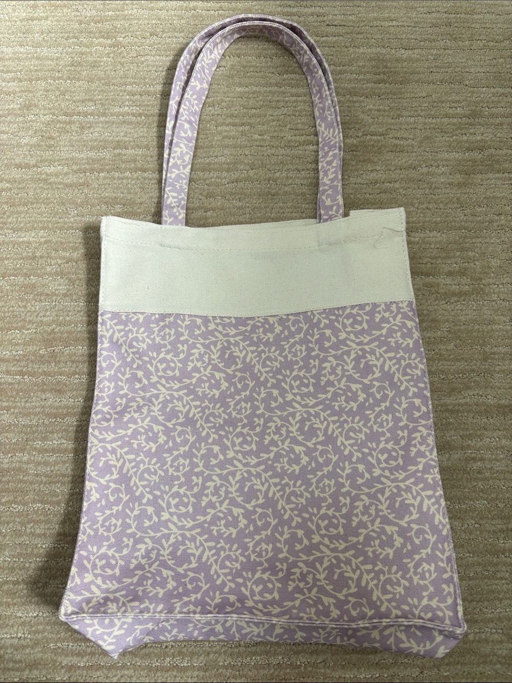 Canvas Tote Bag in Light Lavender and Cream